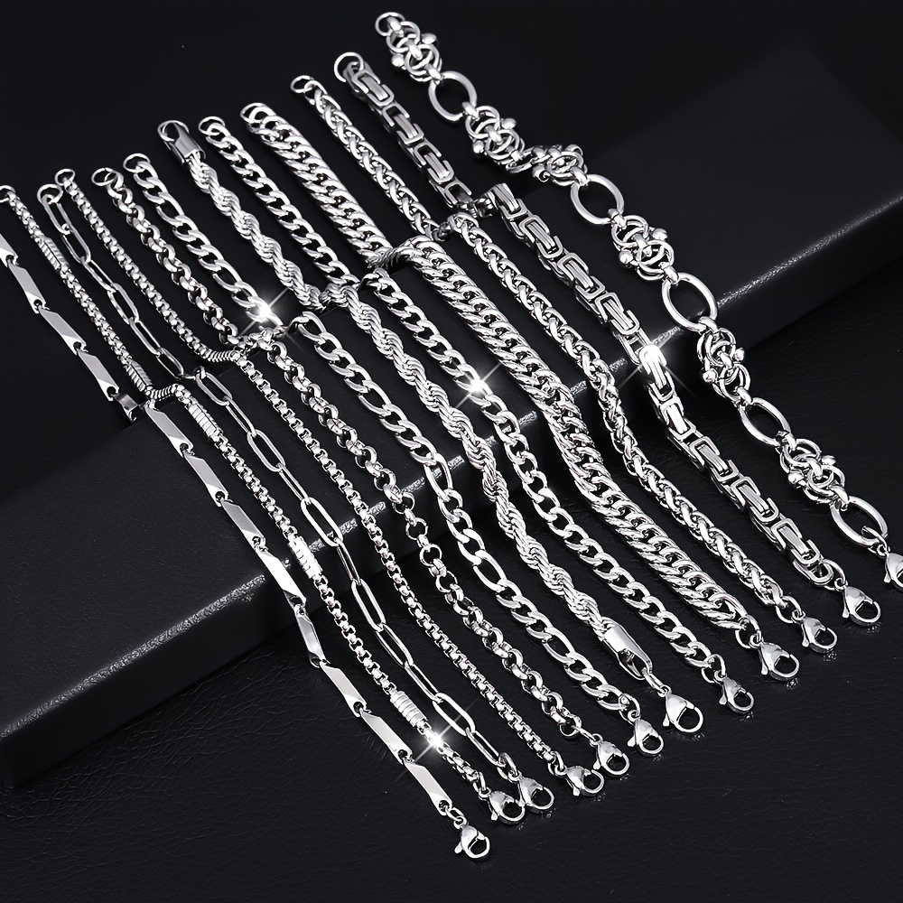 10pcs Unisex Stainless Steel Bangle Bracelet Set
